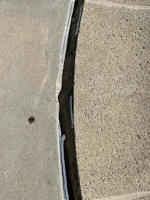 Old joint filler broken down and letting water through